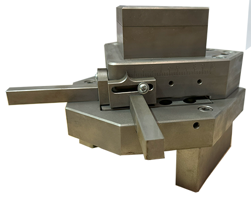 Front Right View of Metal Sheet Corner Cutting Notcher with Arms Forward