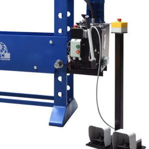 Foot Pedal controls as well as two hand button controls are available on all of our workshop presses.