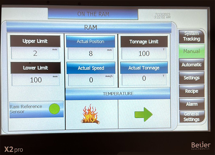 Heated Platen Press from The Workshop Press Company Controls stroke, pressure, and heat.