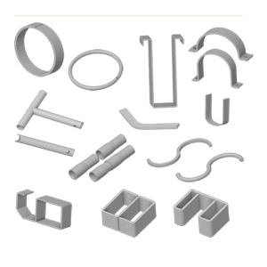 Collage of metal items made from steel, bent using a horizontal press brake from the Workshop Press Co UK