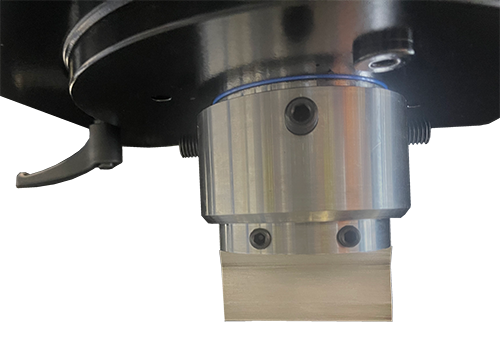 Durable piston end cap secured to piston with grub screws for metalwork.